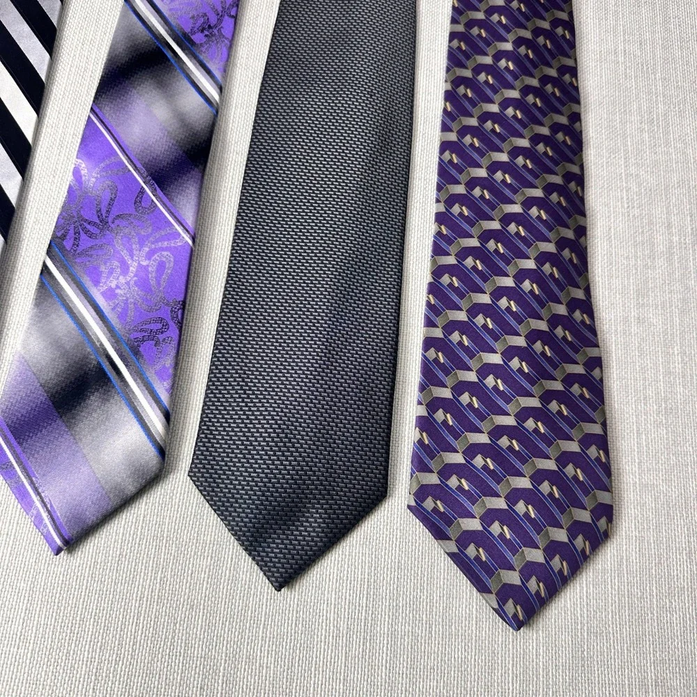 Vintage Classic Purple Grey Necktie Bundle Hennessy George Van Heusen Bill Blass